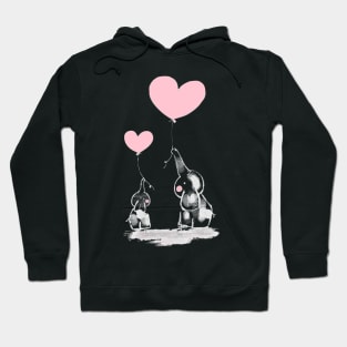 Two cute Elephants with Hearts - Oilpainting of Love Hoodie